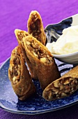 Spring rolls stuffed with dates and bananas