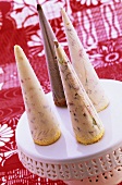Ice cream cones on a cake stand
