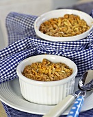 Apple crumbles with slivered almonds