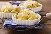 Brussels sprouts and savoy cabbage au gratin with potatoes