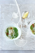 Lemongrass soup with prawn won-tons