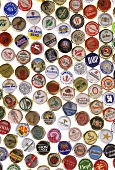 Bottle caps from different beers