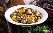 Lamb tajine with apricots and almonds (N. Africa)