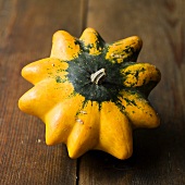 Yellow and green ornamental gourd