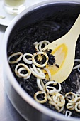 Squid ink risotto (close-up)