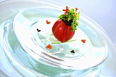 Lobster and avocado dome with caviar dressing and herb salad