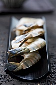 Tiger prawns in Japanese dish with black sesame seeds
