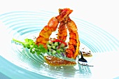 Grilled prawns with peanut sauce (Asia)