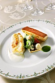 Cod with puff pastry and dill vegetables