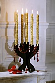 Candelabrum with five gold candles