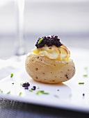 Stuffed potato with caviar