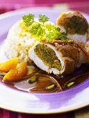 Stuffed chicken breast with apricots and rice