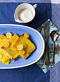 French toast with kumquats and whipped cream