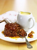 Ginger pudding with custard