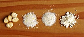 Corn kernels, cornmeal and corn flour