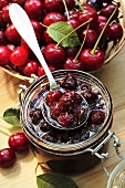 Cherry jam and fresh cherries