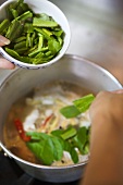 Putting vegetables into pan (Thailand)