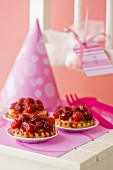 Raspberry vanilla tartlets for a children's party