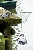 Fishing tackle on a landing stage