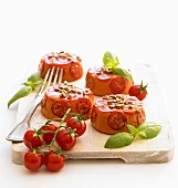 Tomato and basil mousse with pine nuts