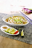 Rice noodle soup with spring onions (Asia)