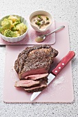 Entrecote steak with morel cream sauce & romanesco broccoli