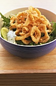 Deep-fried squid rings with chervil sauce