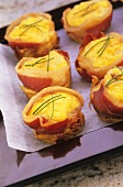 Scrambled egg wrapped in bacon