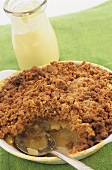 Apple and pear crumble and custard