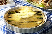 Asparagus tart in baking dish