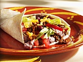 Burrito with mince and red kidney beans (Mexico)