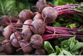 Fresh beetroot on a market stall