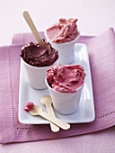 Three sorts of berry yoghurt ice cream