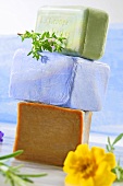 Assorted organic herb soaps