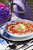 Summery cream of tomato soup with couscous