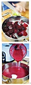Making creamy beetroot soup