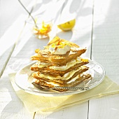Tower of filo pastry and orange & vanilla cream