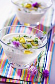 Cold yoghurt soup with gherkins and chives