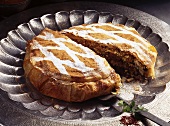 Moroccan chicken pie with almonds and cinnamon (Bastilla)