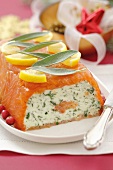 Smoked salmon terrine with soft cheese and herbs (Christmas)
