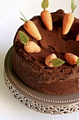 Chocolate cake with marzipan carrots