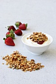 Yoghurt with muesli and strawberries