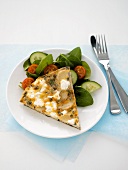 Potato and goat's cheese frittata with salad