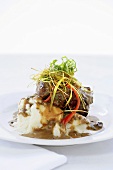 Beef fillet with mashed potato and gravy