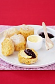 Scones with butter and jam