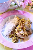 Poultry meatballs with lemon and plum sauce