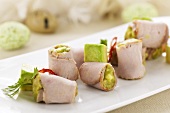 Easter brunch: veal rolls with avocado (close-up)
