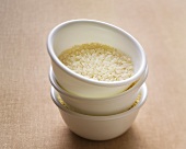 Arborio rice in small bowls