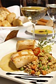Grey mullet with wheat risotto