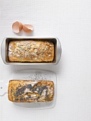Tin loaves with sunflower seeds & with poppy seeds, eggshell
